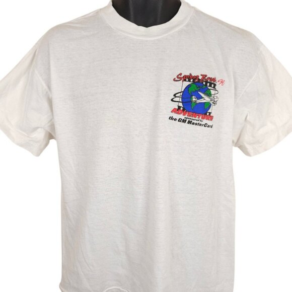 Vintage Spring Break T Shirt Mens Size Large White 90s Water Skiing Alligator - Picture 2 of 9
